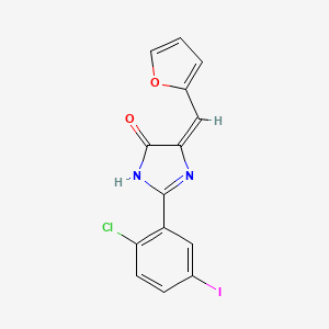 (5E)-2-(2-chloro-5-iodophenyl)-5-(furan-2-ylmethylidene)-3,5-dihydro-4H-imidazol-4-one