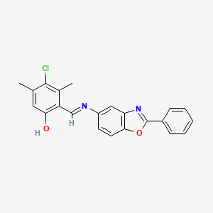 4-chloro-3,5-dimethyl-2-{(E)-[(2-phenyl-1,3-benzoxazol-5-yl)imino]methyl}phenol