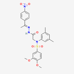 molecular formula C26H28N4O7S B11106039 N-(3,5-Dimethylphenyl)-3,4-dimethoxy-N-({N'-[(1E)-1-(4-nitrophenyl)ethylidene]hydrazinecarbonyl}methyl)benzene-1-sulfonamide 