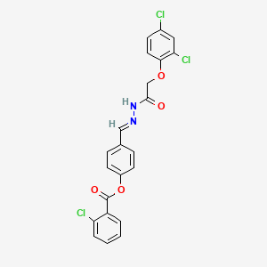 4-[(E)-{2-[(2,4-dichlorophenoxy)acetyl]hydrazinylidene}methyl]phenyl 2-chlorobenzoate