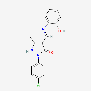 (4Z)-2-(4-chlorophenyl)-4-{[(2-hydroxyphenyl)amino]methylidene}-5-methyl-2,4-dihydro-3H-pyrazol-3-one