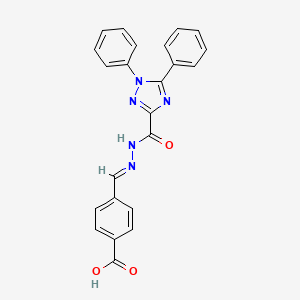 4-[(E)-{2-[(1,5-diphenyl-1H-1,2,4-triazol-3-yl)carbonyl]hydrazinylidene}methyl]benzoic acid