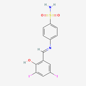 4-{[(E)-(2-hydroxy-3,5-diiodophenyl)methylidene]amino}benzenesulfonamide