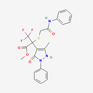 methyl 3,3,3-trifluoro-2-(5-methyl-3-oxo-2-phenyl-2,3-dihydro-1H-pyrazol-4-yl)-2-{[2-oxo-2-(phenylamino)ethyl]sulfanyl}propanoate