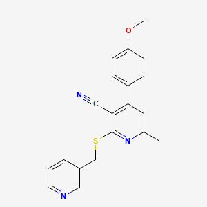 molecular formula C20H17N3OS B11106352 4-(4-Methoxyphenyl)-6-methyl-2-[(pyridin-3-ylmethyl)sulfanyl]pyridine-3-carbonitrile 