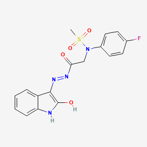 molecular formula C17H15FN4O4S B11106368 N-(4-Fluorophenyl)-N-({N'-[(3Z)-2-oxo-2,3-dihydro-1H-indol-3-ylidene]hydrazinecarbonyl}methyl)methanesulfonamide 