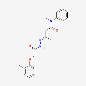 molecular formula C20H23N3O3 B11106371 (3E)-N-methyl-3-{2-[(2-methylphenoxy)acetyl]hydrazinylidene}-N-phenylbutanamide 