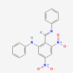 molecular formula C19H14N4O4 B11106514 3,5-dinitro-N-phenyl-2-[(E)-(phenylimino)methyl]aniline 