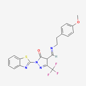 2-(1,3-benzothiazol-2-yl)-4-[(E)-{[2-(4-methoxyphenyl)ethyl]imino}methyl]-5-(trifluoromethyl)-2,4-dihydro-3H-pyrazol-3-one