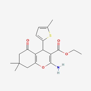 molecular formula C19H23NO4S B11106558 ethyl 2-amino-7,7-dimethyl-4-(5-methylthiophen-2-yl)-5-oxo-5,6,7,8-tetrahydro-4H-chromene-3-carboxylate 