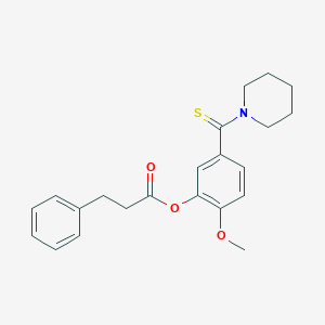 2-Methoxy-5-(piperidin-1-ylcarbonothioyl)phenyl 3-phenylpropanoate