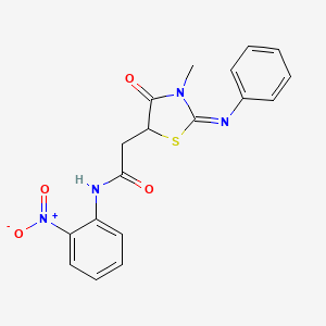 molecular formula C18H16N4O4S B11106607 2-[(2Z)-3-methyl-4-oxo-2-(phenylimino)-1,3-thiazolidin-5-yl]-N-(2-nitrophenyl)acetamide 