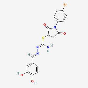 1-(4-bromophenyl)-2,5-dioxopyrrolidin-3-yl (2E)-2-(3,4-dihydroxybenzylidene)hydrazinecarbimidothioate