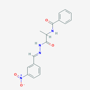 N-{1-[(2E)-2-(3-nitrobenzylidene)hydrazinyl]-1-oxopropan-2-yl}benzamide (non-preferred name)