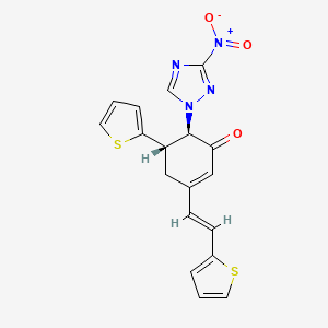 (5S,6R)-6-(3-nitro-1H-1,2,4-triazol-1-yl)-5-(thiophen-2-yl)-3-[(E)-2-(thiophen-2-yl)ethenyl]cyclohex-2-en-1-one