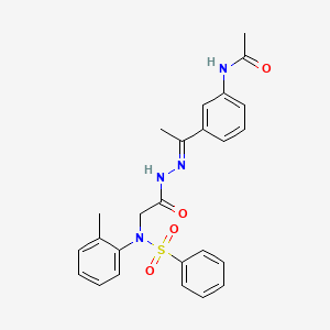 N-{3-[1-((E)-2-{2-[2-Methyl(phenylsulfonyl)anilino]acetyl}hydrazono)ethyl]phenyl}acetamide