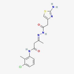 molecular formula C16H18ClN5O2S B11106666 (3E)-3-{2-[(2-amino-1,3-thiazol-4-yl)acetyl]hydrazinylidene}-N-(3-chloro-2-methylphenyl)butanamide 