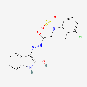 molecular formula C18H17ClN4O4S B11106685 N-(3-Chloro-2-methylphenyl)-N-({N'-[(3Z)-2-oxo-2,3-dihydro-1H-indol-3-ylidene]hydrazinecarbonyl}methyl)methanesulfonamide 