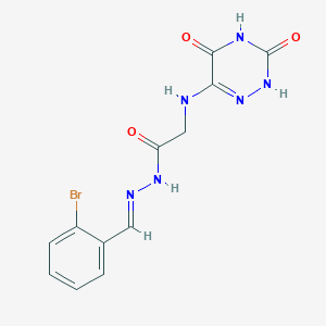 N'-[(E)-(2-bromophenyl)methylidene]-2-[(3,5-dihydroxy-1,2,4-triazin-6-yl)amino]acetohydrazide (non-preferred name)