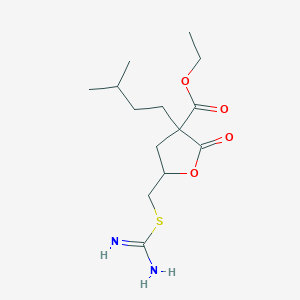 molecular formula C14H24N2O4S B11106745 Ethyl 5-[(carbamimidoylsulfanyl)methyl]-3-(3-methylbutyl)-2-oxotetrahydrofuran-3-carboxylate (non-preferred name) 