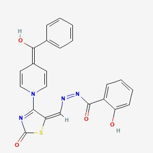 molecular formula C23H16N4O4S B11106756 2-hydroxy-N-[(E)-[4-[4-[hydroxy(phenyl)methylidene]pyridin-1-yl]-2-oxo-1,3-thiazol-5-ylidene]methyl]iminobenzamide 