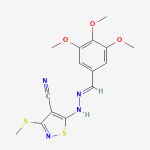 3-(methylsulfanyl)-5-[(2E)-2-(3,4,5-trimethoxybenzylidene)hydrazinyl]-1,2-thiazole-4-carbonitrile