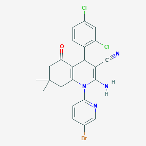 2-Amino-1-(5-bromopyridin-2-yl)-4-(2,4-dichlorophenyl)-7,7-dimethyl-5-oxo-1,4,5,6,7,8-hexahydroquinoline-3-carbonitrile