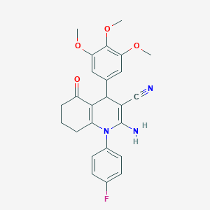 2-Amino-1-(4-fluorophenyl)-5-oxo-4-(3,4,5-trimethoxyphenyl)-1,4,5,6,7,8-hexahydro-3-quinolinecarbonitrile