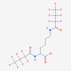 molecular formula C14H11F14N2O4- B11106862 2,6-Bis[(2,2,3,3,4,4,4-heptafluorobutanoyl)amino]hexanoate 