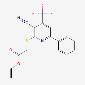 molecular formula C17H11F3N2O2S B11106894 Ethenyl {[3-cyano-6-phenyl-4-(trifluoromethyl)pyridin-2-yl]sulfanyl}acetate 