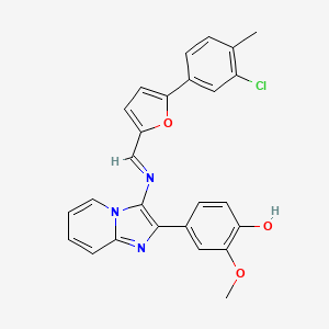 4-[3-({(E)-[5-(3-chloro-4-methylphenyl)furan-2-yl]methylidene}amino)imidazo[1,2-a]pyridin-2-yl]-2-methoxyphenol