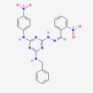 N-benzyl-6-[(2Z)-2-(2-nitrobenzylidene)hydrazinyl]-N'-(4-nitrophenyl)-1,3,5-triazine-2,4-diamine