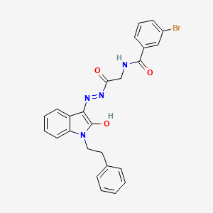 3-Bromo-N-({N'-[(3E)-2-oxo-1-(2-phenylethyl)-2,3-dihydro-1H-indol-3-ylidene]hydrazinecarbonyl}methyl)benzamide