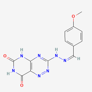 3-[(2Z)-2-(4-methoxybenzylidene)hydrazinyl]pyrimido[4,5-e][1,2,4]triazine-6,8(5H,7H)-dione