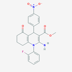 Methyl 2-amino-1-(2-fluorophenyl)-4-(4-nitrophenyl)-5-oxo-1,4,5,6,7,8-hexahydro-3-quinolinecarboxylate