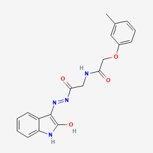 molecular formula C19H18N4O4 B11107156 2-(3-Methylphenoxy)-N-({N'-[(3Z)-2-oxo-2,3-dihydro-1H-indol-3-ylidene]hydrazinecarbonyl}methyl)acetamide 