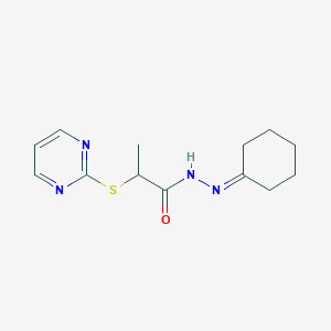 N'-cyclohexylidene-2-(pyrimidin-2-ylsulfanyl)propanehydrazide