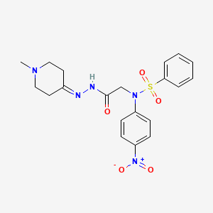 molecular formula C20H23N5O5S B11107212 N-{[N'-(1-Methylpiperidin-4-ylidene)hydrazinecarbonyl]methyl}-N-(4-nitrophenyl)benzenesulfonamide 