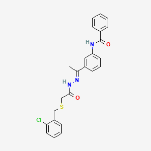 N-{3-[(1E)-1-(2-{[(2-chlorobenzyl)sulfanyl]acetyl}hydrazinylidene)ethyl]phenyl}benzamide