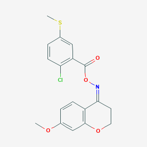 molecular formula C18H16ClNO4S B11107273 [2-chloro-5-(methylsulfanyl)phenyl]({[(4Z)-7-methoxy-2,3-dihydro-4H-chromen-4-ylidene]amino}oxy)methanone 