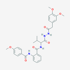 N-{1-[2-(3,4-Dimethoxyphenyl)acetohydrazido]-3-methyl-1-oxobutan-2-YL}-2-(4-methoxybenzamido)benzamide