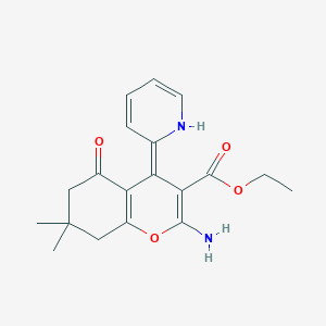 ethyl (4Z)-2-amino-7,7-dimethyl-5-oxo-4-(pyridin-2(1H)-ylidene)-5,6,7,8-tetrahydro-4H-chromene-3-carboxylate