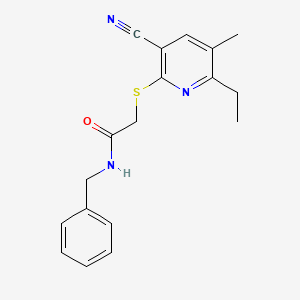 molecular formula C18H19N3OS B11107339 N-benzyl-2-[(3-cyano-6-ethyl-5-methylpyridin-2-yl)sulfanyl]acetamide 