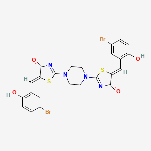 molecular formula C24H18Br2N4O4S2 B11107368 (5Z,5'Z)-2,2'-piperazine-1,4-diylbis[5-(5-bromo-2-hydroxybenzylidene)-1,3-thiazol-4(5H)-one] 