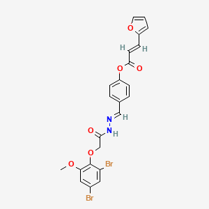 molecular formula C23H18Br2N2O6 B11107420 4-[(E)-{2-[(2,4-dibromo-6-methoxyphenoxy)acetyl]hydrazinylidene}methyl]phenyl (2E)-3-(furan-2-yl)prop-2-enoate 