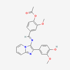 4-[(E)-{[2-(4-hydroxy-3-methoxyphenyl)imidazo[1,2-a]pyridin-3-yl]imino}methyl]-2-methoxyphenyl acetate