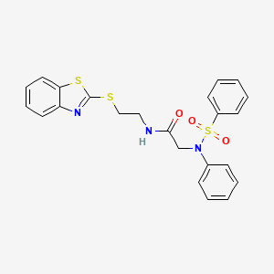 molecular formula C23H21N3O3S3 B11107459 N-[2-(1,3-benzothiazol-2-ylsulfanyl)ethyl]-2-[(phenylsulfonyl)anilino]acetamide 