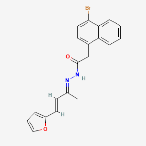 molecular formula C20H17BrN2O2 B11107461 2-(4-bromonaphthalen-1-yl)-N'-[(2E,3E)-4-(furan-2-yl)but-3-en-2-ylidene]acetohydrazide 