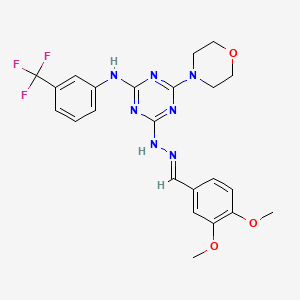 4-[(2E)-2-(3,4-dimethoxybenzylidene)hydrazinyl]-6-(morpholin-4-yl)-N-[3-(trifluoromethyl)phenyl]-1,3,5-triazin-2-amine