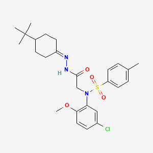 molecular formula C26H34ClN3O4S B11107515 N-{[N'-(4-Tert-butylcyclohexylidene)hydrazinecarbonyl]methyl}-N-(5-chloro-2-methoxyphenyl)-4-methylbenzene-1-sulfonamide 